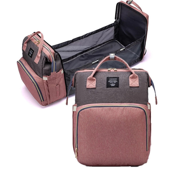 2 in 1 Baby Mommy Backpack Portable Crib Nappy Bag Multifunctional Folding Maternity Nursing Backpacks Nappy Organizer