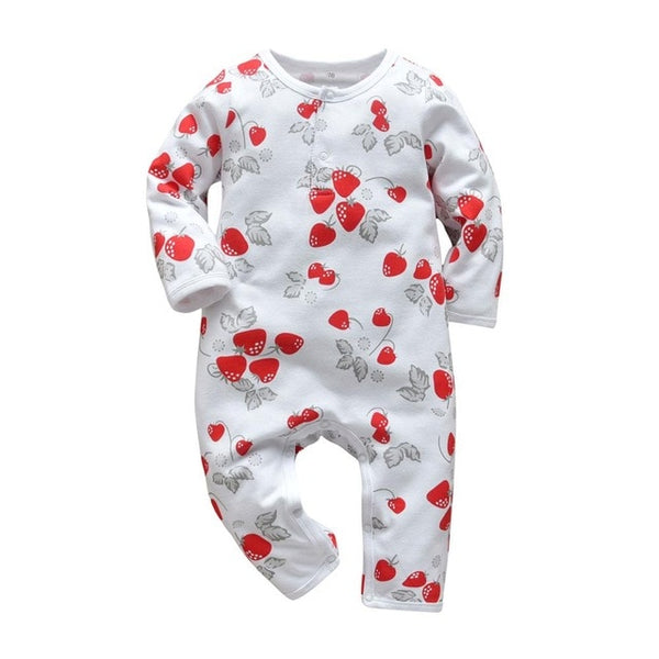 Baby Boys Girls Romper Cotton Long Sleeve Strawberries Jumpsuit Infant Clothing Autumn Newborn