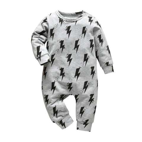 Baby Boys Girls Romper Cotton Long Sleeve Black Lightning Jumpsuit Infant Clothing Autumn Newborn