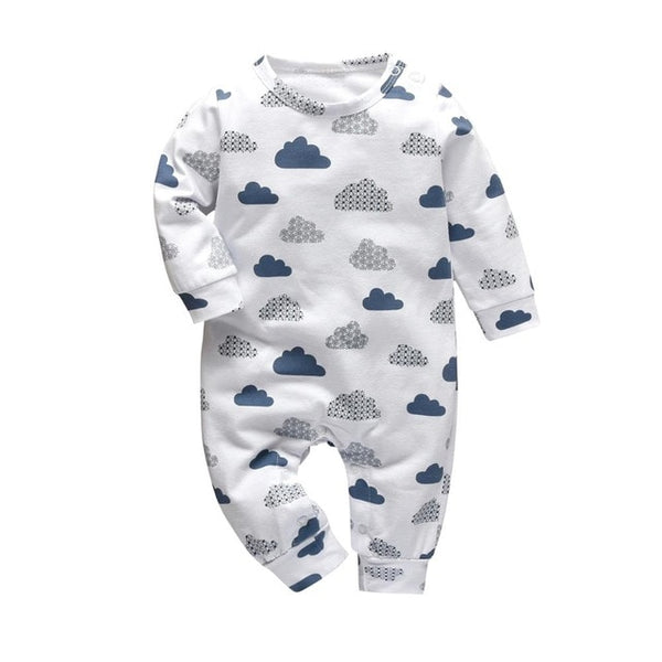 Baby Boys Girls Romper Cotton Long Sleeve White  Blue Clouds Jumpsuit Infant Clothing Autumn Newborn