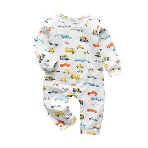 Baby Boys Girls Romper Cotton Long Sleeve Vehicles Jumpsuit Infant Clothing Autumn Newborn