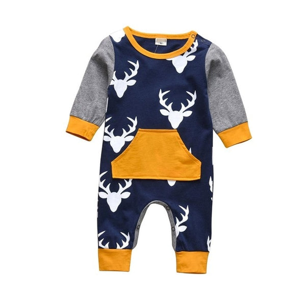 Baby Boys Girls Romper Cotton Long Sleeve Deer Jumpsuit Infant Clothing Autumn Newborn