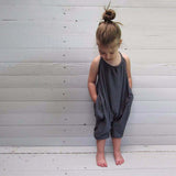 Kids Girls Summer Fashion Sport Suits Cotton Sling Sleeveless Jumpsuits Children Clothes