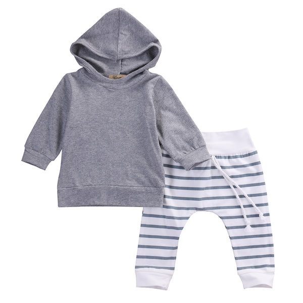 2pcs 2016 New autumn baby girl Boys clothes set Newborn Baby Boy Girl Warm Hooded Coat Tops+Pants Outfits Sets