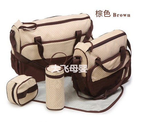 Five-piece mummy bag for moms with nappy bags function and 2014 baby diaper mama Bags maternity