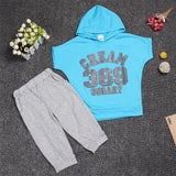 Hot New 2017 summer girls boys letter print children clothing set baby clothes short-sleeve T-shirt hoodies pant kids sport suit