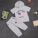 Hot New 2017 summer girls boys letter print children clothing set baby clothes short-sleeve T-shirt hoodies pant kids sport suit