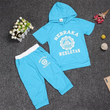 Hot New 2017 summer girls boys letter print children clothing set baby clothes short-sleeve T-shirt hoodies pant kids sport suit