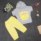 Hot New 2017 summer girls boys letter print children clothing set baby clothes short-sleeve T-shirt hoodies pant kids sport suit