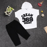 Hot New 2017 summer girls boys letter print children clothing set baby clothes short-sleeve T-shirt hoodies pant kids sport suit