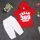 Hot New 2017 summer girls boys letter print children clothing set baby clothes short-sleeve T-shirt hoodies pant kids sport suit