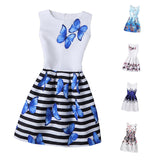 Summer Girls Dress With Butterfly Floral Print