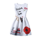 Summer Girls Dress With Butterfly Floral Print