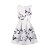 Summer Girls Dress With Butterfly Floral Print