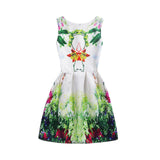 Summer Girls Dress With Butterfly Floral Print