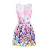 Summer Girls Dress With Butterfly Floral Print