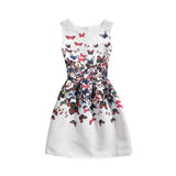 Summer Girls Dress With Butterfly Floral Print