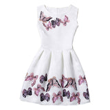 Summer Girls Dress With Butterfly Floral Print