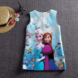 Summer Girls Dress Anna Elsa Dress Party Vestidos Teenagers Butterfly Print Princess Dress for Girls Elza Baby Girl Clothes