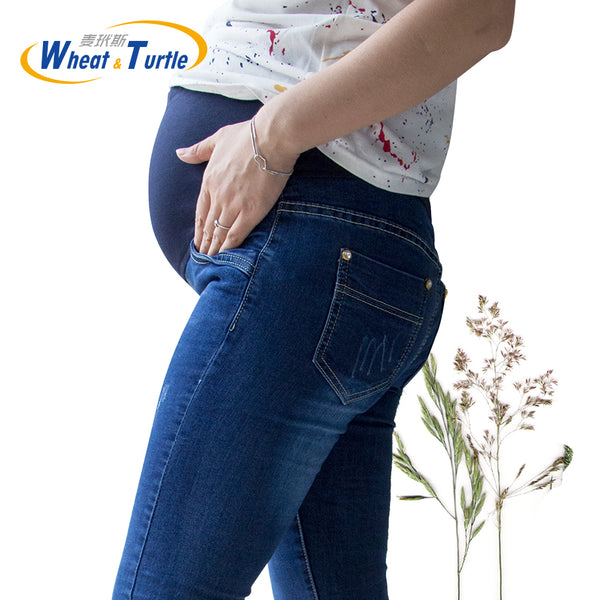 [Wheat Turtle]Brand Maternity Jeans Pregnancy Clothes Denim Overalls Skinny Pants Trousers Clothing For Pregnant Women Plus Size