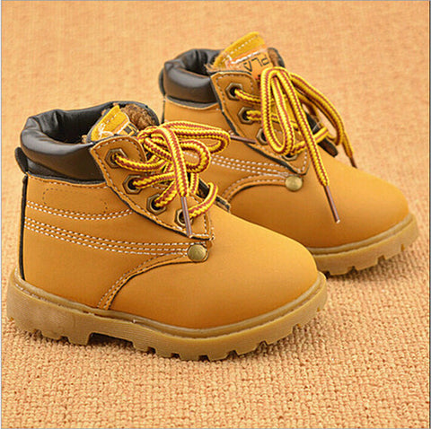 Winter  Leather Snow Boots For Girls and Boys With Warm Plush